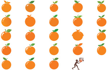 silhouette orange on white background