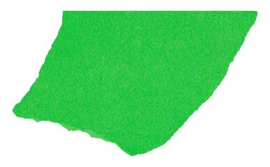 Scrap of bright green smooth tear paper isolated element for design