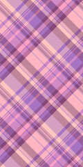 Cotton fabric textile pattern, micro check seamless tartan. Tailor vector plaid background texture in pink and violet colors.