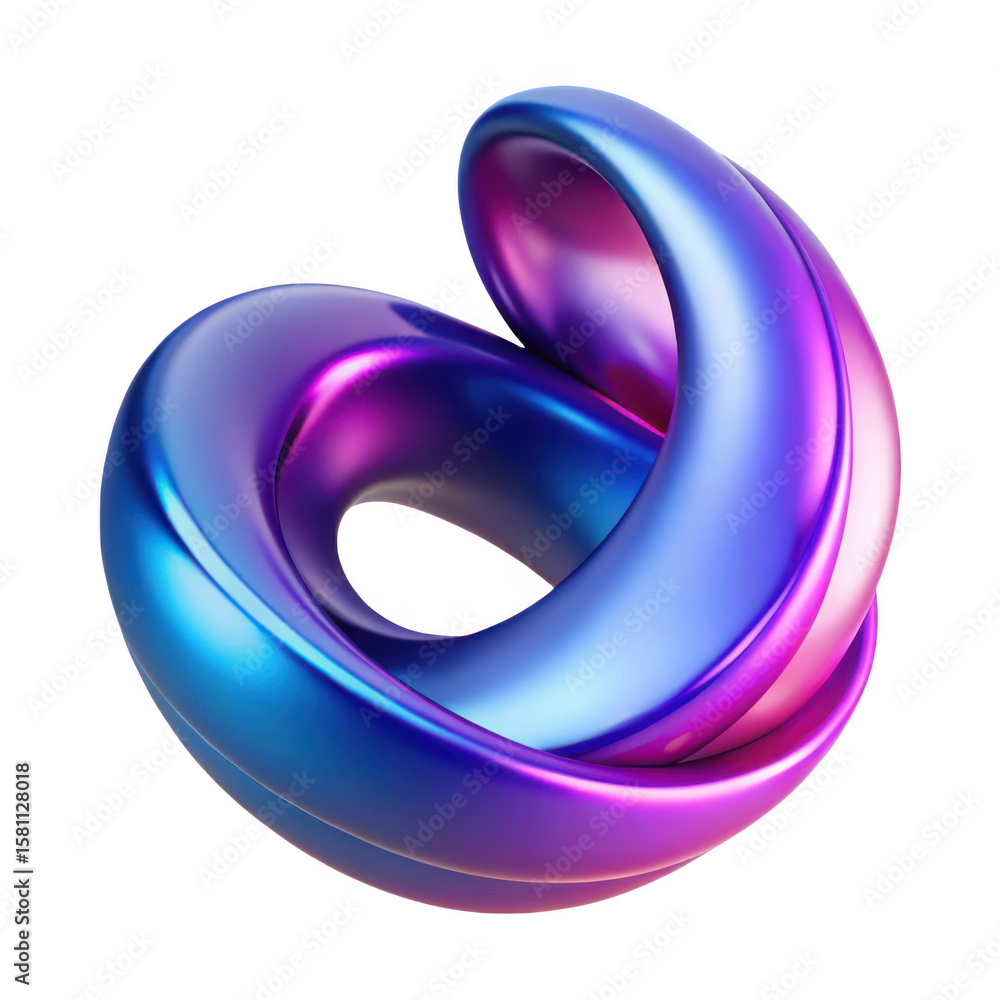 Poster 3d abstract swirl shape isolated on transparent background