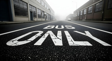 Bus Only Street in Urban Setting Under Foggy Weather Conditions Provides a Unique Perspective