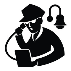 silhouette Phone scam on white background