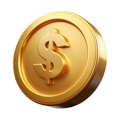 Obraz premium 3d gold coin with dollar symbol isolated on transparent background