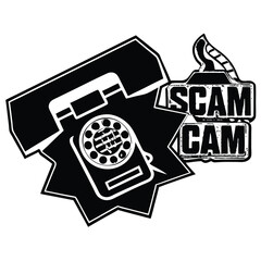 silhouette Phone scam on white background