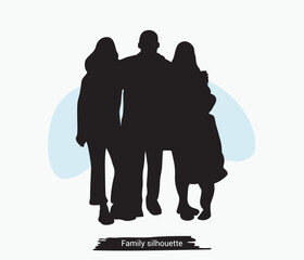 Vector hand drawn collection of family silhouettes
