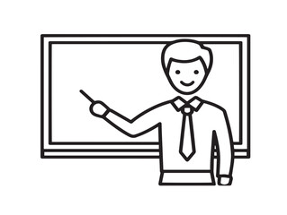 Educational vector icon featuring teacher at board