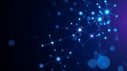 Abstract data visualization with glowing interconnected nodes in dark space, symbolizing modern technology.