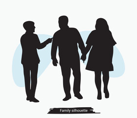 Vector hand drawn collection of family silhouettes