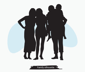 Vector hand drawn collection of family silhouettes