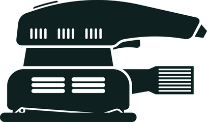 Orbital sander silhouette representing a power tool used for smoothing surfaces, typically in carpentry and woodworking, featuring a handle and a sanding pad