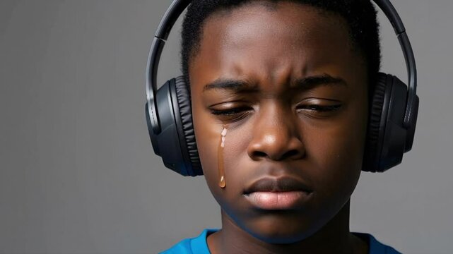 Autistic Black Child Boy with Headphones Crying Video Footage Scene Showing Sensory Overload and Emotional Distress