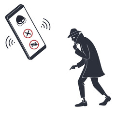 silhouette Phone scam on white background