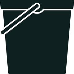 Simple vector illustration featuring a dark bucket with a contrasting white handle, perfectly suited for symbolizing cleaning, maintenance, and various household chores or tasks
