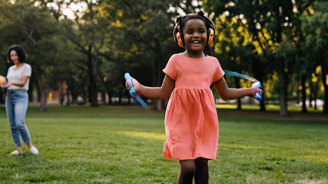 Autistic Child Girl Skipping Rope with Parents Video Footage Scene Showing Inclusion Joy and Neurodiversity