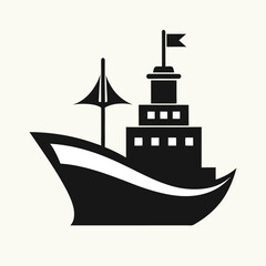 Ship silhouette vector icon on white background