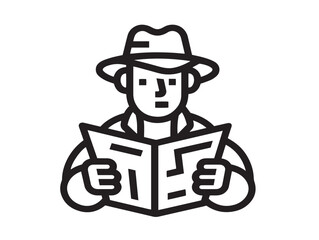 Vector art of tourist icon holding location map