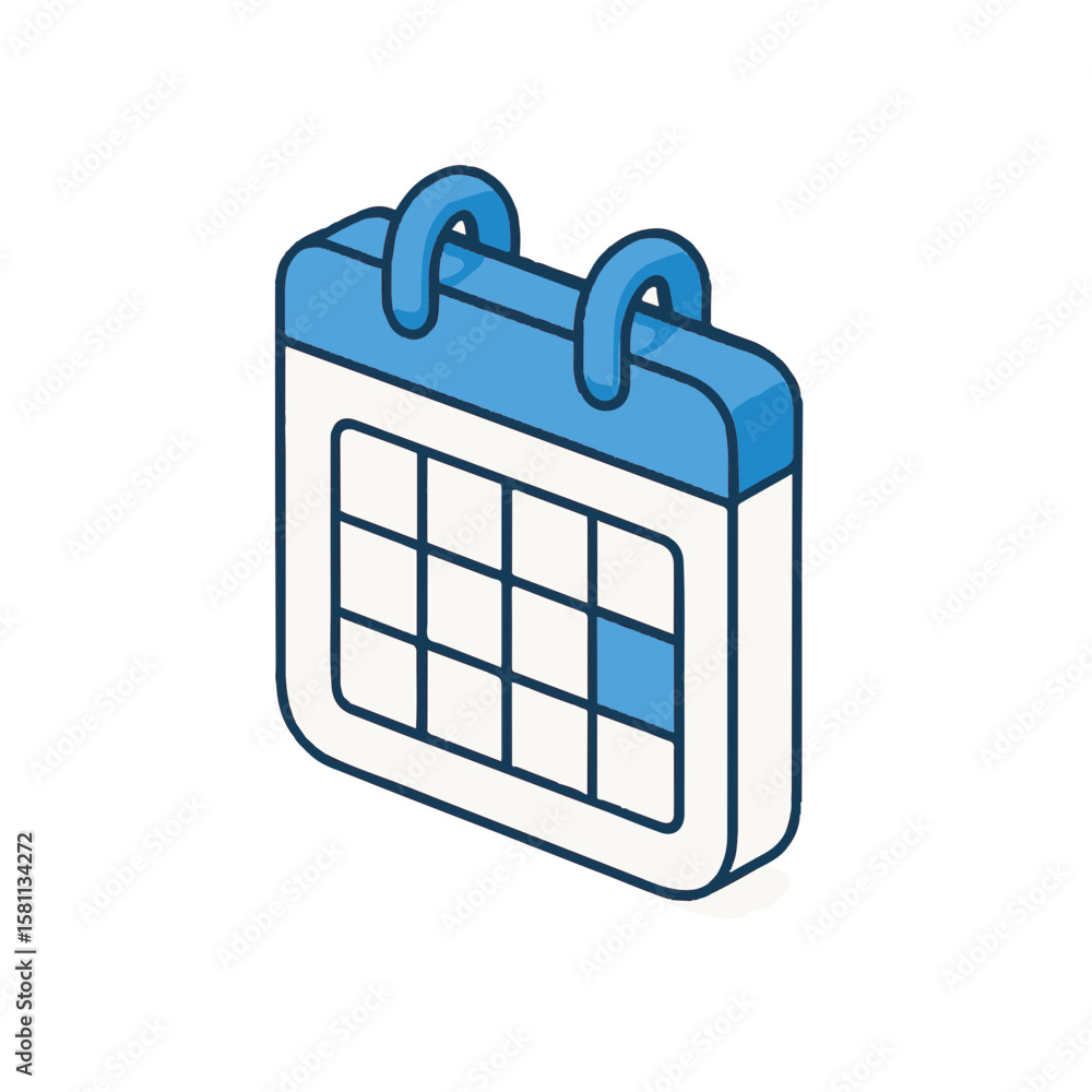 Poster calendar event icon in isometric style, featuring scheduled date and clean design, perfect for digit