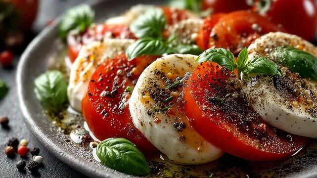 Fresh and vibrant caprese salad, a classic Italian appetizer, ready to enjoy.