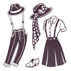 Vintage Fashion Illustration Retro Clothing and Accessories Design