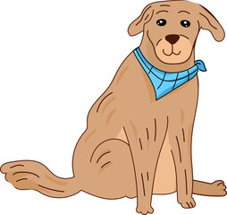 Labrador in Blue Scarf – Cute Cartoon Fashion Dog Vector