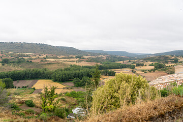 Stunning view of Brihuega's hills and valleys in Guadalajara, Castilla-La Mancha, Spain on an...