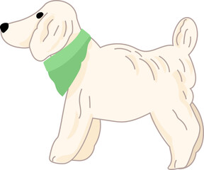 White Dog in Green Scarf – Cute Cartoon Fashion Dog Vector