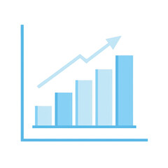 Rising Bar Graph with Arrow on Transparent Background
