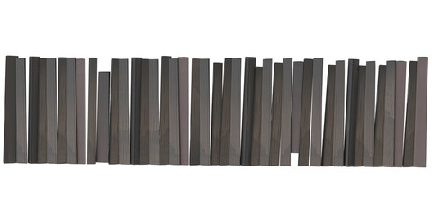 Symmetrical array of metallic rectangular bars.