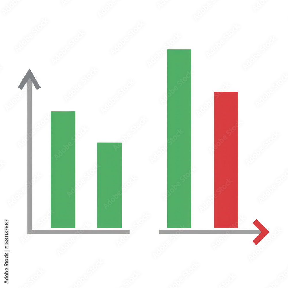 Poster bar graph with arrows on transparent background