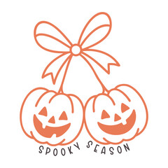 Spooky Season Pumpkins with Bow SVG - Cute Halloween Fall Design