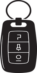 Obraz premium Modern car key fob with three buttons and a keyring silhouette