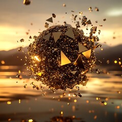 Luxurious Golden Textures and Glittering Spheres - Shimmering Metallic Background Collection