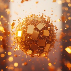 Luxurious Golden Textures and Glittering Spheres - Shimmering Metallic Background Collection