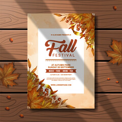 beautiful realistic autumn festival poster invitation template design