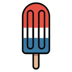 Vector art of a red, white, and blue popsicle is isolated on white background, representing summer and national pride