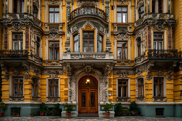 Obraz premium Ornate Yellow and Brown Facade