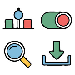 Vector art of a set of user interface icons for web and app design isolated on white background