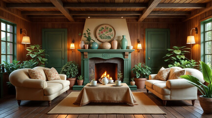 fireplace with christmas decorations
