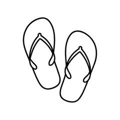 Simple Flip-Flops Line Art Vector Icon