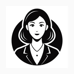 Stylized black and white portrait of a professional woman isolated on white background