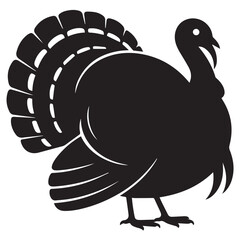 Vector art of a silhouette of a turkey, isolated on white background