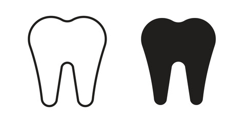 Tooth icon. Stroke and Glyph pictogram. Vector illustration on white background