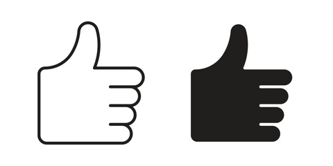 Thumb up icon. Stroke and Glyph pictogram. Vector illustration on white background