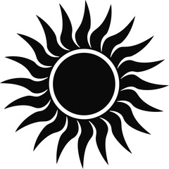 Sun Silhouette Vector Icon on on transparent background