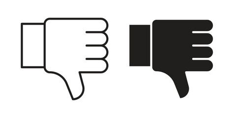 Thumb down icon. Stroke and Glyph pictogram. Vector illustration on white background