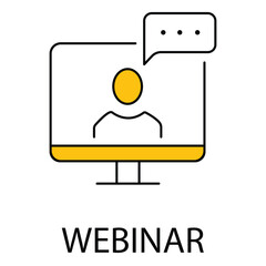 Flat Webinar Icon For Online Education Platform