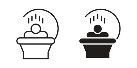 Solarium icon. Stroke and Glyph pictogram. Vector illustration on white background