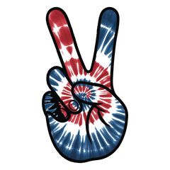 Vector art of a tiedye peace sign hand gesture is isolated on white background
