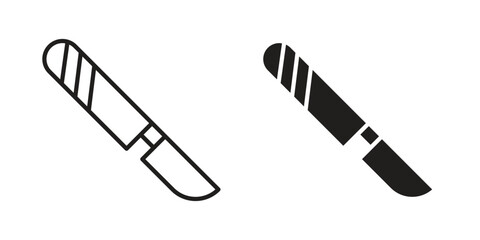Scalpel icon. Stroke and Glyph pictogram. Vector illustration on white background