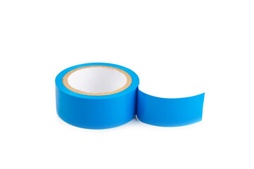 Insulating tape isolated on white background. Set of different colors insulating tape. Reel...